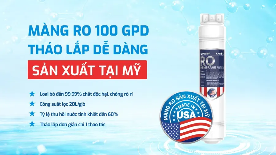 Màng RO sản xuất tại mỹ – Máy lọc nước nóng lạnh Karofi KAD-M85 - Máy lọc nước nóng lạnh Karofi KAD-M85