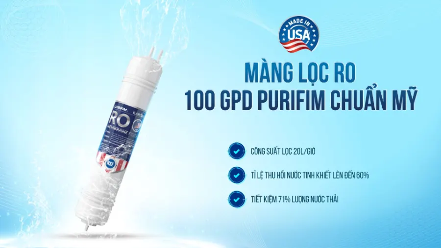 Màng lọc RO 100 GPD Purifim chuẩn Mỹ - Máy lọc nước Karofi KAQ-N96
