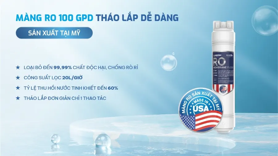 Màng RO 100 GPD thay nhanh sản xuất tại mỹ – Máy lọc nước Karofi KAQ-HK38 - Máy lọc nước Karofi KAQ-HK38