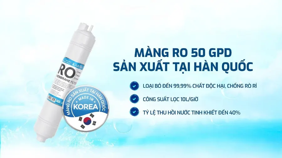 Màng RO 50 GPD sản xuất tại hàn quốc - Máy lọc nước Karofi KAQ-F38A