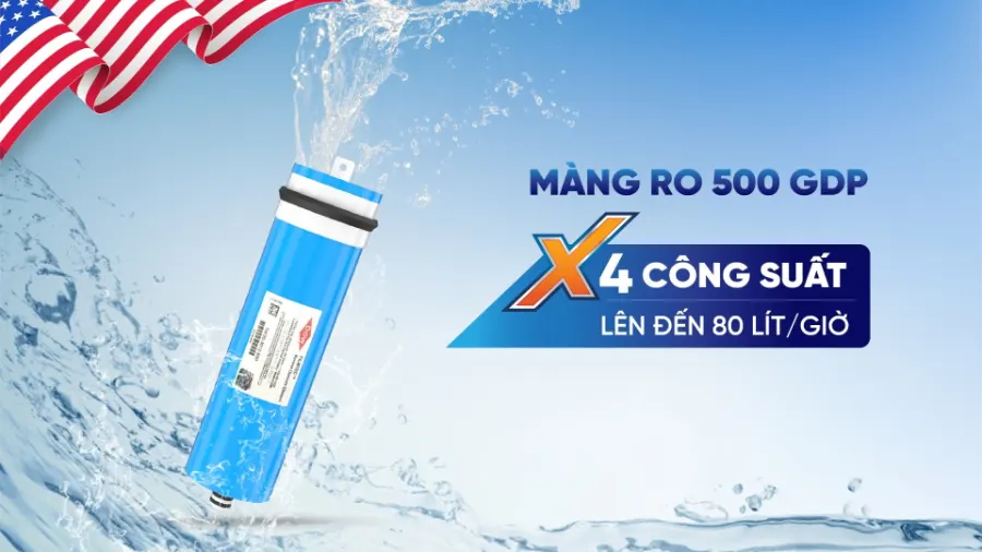 1 màng RO 500 GPD - X4 công suất lọc - Máy lọc nước Karofi KAB-L80