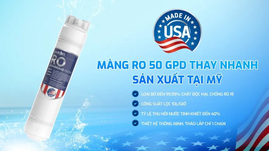 Màng RO 50 GPD thay nhanh sản xuất tại mỹ – Máy lọc nước Karofi KAQ-D20 - Máy lọc nước Karofi KAQ-D20