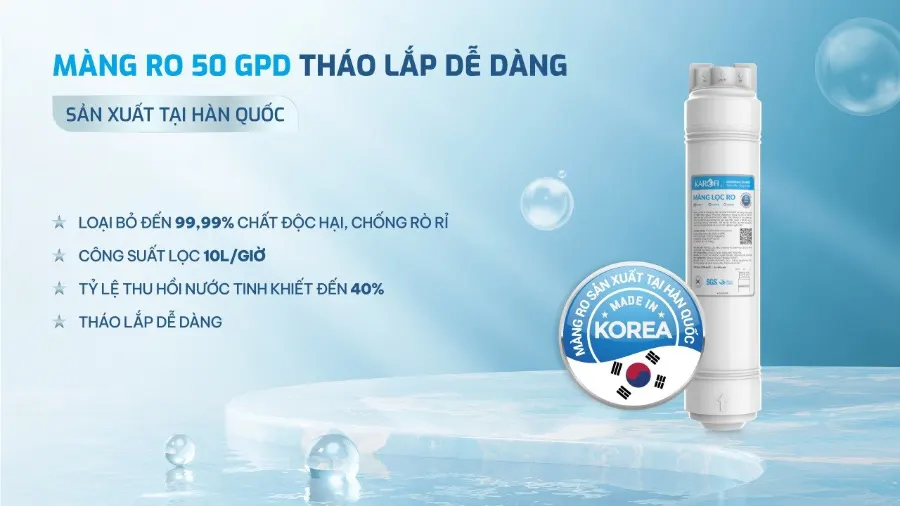 Màng RO thay nhanh sản xuất tại hàn quốc - Máy lọc nước nóng lạnh Karofi KAD-L55