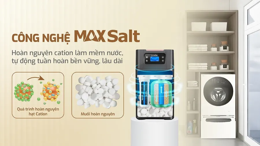 Hoàn nguyên cation - tự động tuần hoàn bền vững, lâu dài - Lọc tổng Karofi KTF-P01