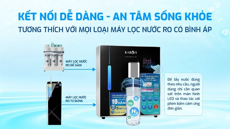 Tích hợp dễ dàng - an tâm sống khỏe – Máy lọc nước Hydro-ion kiềm Karofi KAE-S18 - Máy lọc nước Hydro-ion kiềm Karofi KAE-S18