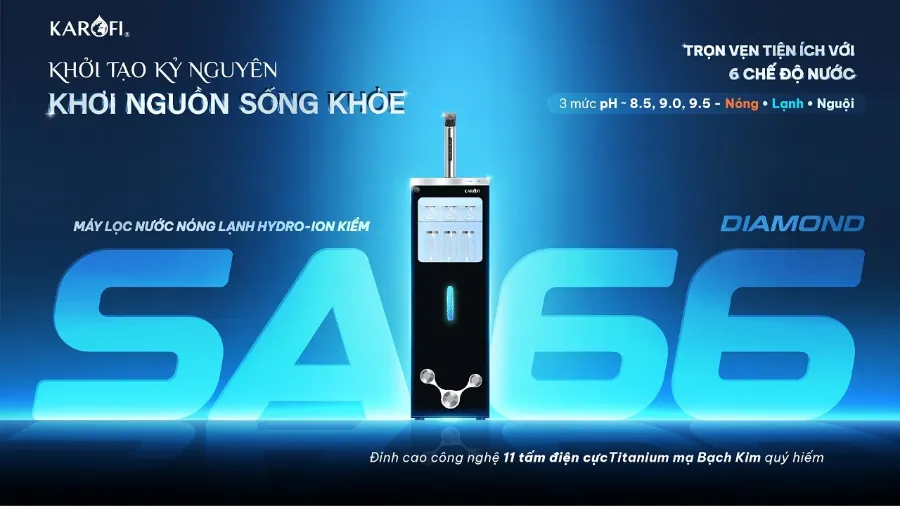 Máy lọc nước nóng lạnh Hydro-ion kiềm Karofi DIAMOND SA66 – may loc nuoc hydro ion kiem nong lanh karofi diamond sa66 1