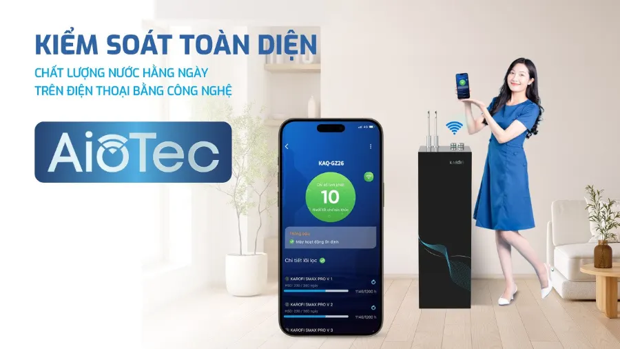 Công nghệ AioTec - kiểm soát chất lượng nước mỗi ngày, mọi lúc – Máy lọc nước Karofi KAQ-GZ26 - Máy lọc nước Karofi KAQ-GZ26