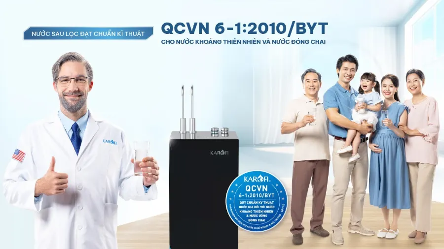 Nước sau lọc tại vòi đạt quy chuẩn qcvn 6-1:2010/BYT - Máy lọc nước Karofi KAQ-GZ26