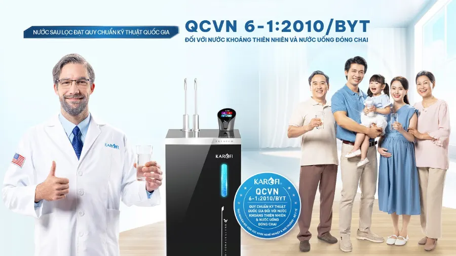 Nước sau lọc tại vòi đạt quy chuẩn qcvn 6-1:2010/BYT – Máy lọc nước nóng lạnh Hydro-ion kiềm Karofi KAE-S86 PRO - Máy lọc nước nóng lạnh Hydro-ion kiềm Karofi KAE-S86 PRO