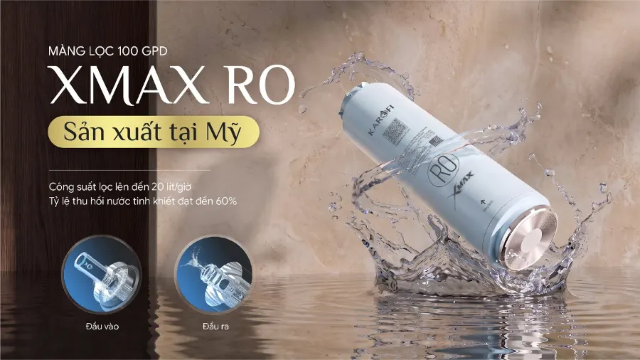 Màng lọc RO xmax 100 GPD nhập khẩu từ mỹ – Máy lọc nước nóng lạnh Karofi DIAMOND KAFÉ T38 - Máy lọc nước nóng lạnh Karofi DIAMOND KAFÉ T38