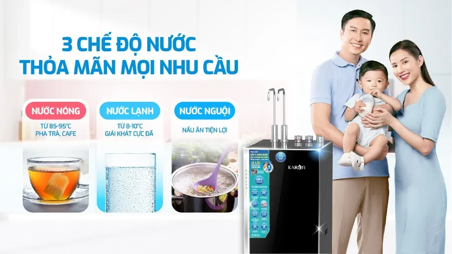 3 chế độ nước đáp ứng mọi nhu cầu – Máy lọc nước nóng lạnh Karofi KAD-X69 - Máy lọc nước nóng lạnh Karofi KAD-X69