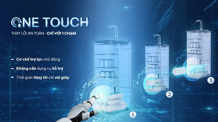Karofi tái định nghĩa việc thay lõi thành trải nghiệm 1 chạm – Máy lọc nước nóng lạnh Karofi PLATINUM S6 - Máy lọc nước nóng lạnh Karofi PLATINUM S6