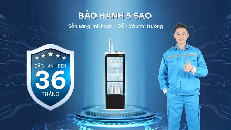 Bảo hành 5 sao - Sẵn sàng linh hoạt để dẫn đầu thị trường - Máy lọc nước nóng lạnh Karofi PLATINUM S6