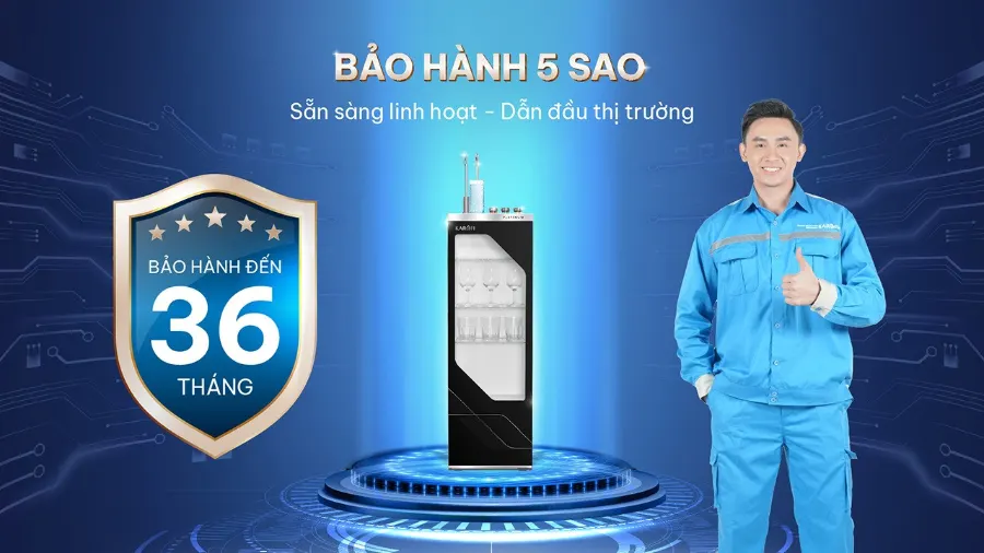 Bảo hành 5 sao - Sẵn sàng linh hoạt để dẫn đầu thị trường - Máy lọc nước nóng lạnh Karofi PLATINUM S66