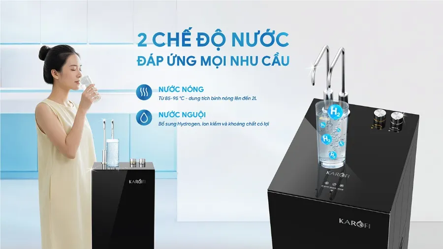 2 chế độ nước nóng - nguội tiện lợi – Máy lọc nước nóng nguội Karofi KAH-GZ36 - Máy lọc nước nóng nguội Karofi KAH-GZ36