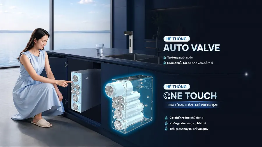 Công nghệ 1 chạm - tối ưu thao tác - nâng tầm tiện ích – Máy lọc nước Karofi Diamond U12 - Máy lọc nước Karofi Diamond U12