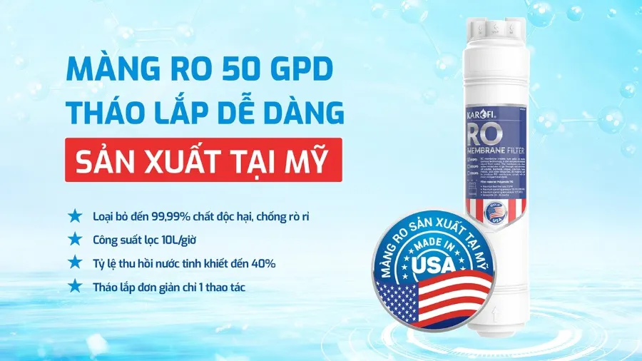 Màng RO 50 GPD thay nhanh sản xuất tại mỹ – Máy lọc nước Karofi KAQ-E16 - Máy lọc nước Karofi KAQ-E16