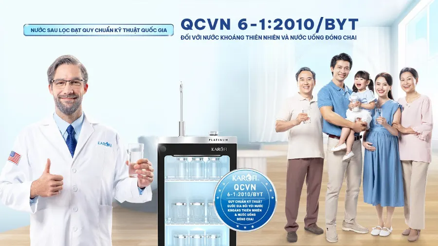 Nước sau lọc tại vòi đạt QCVN 6-1:2010/BYT - Máy lọc nước Karofi PLATINUM S2