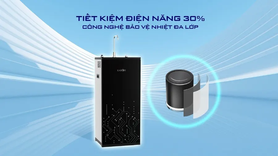Tiết kiệm tới 30% điện năng – Máy lọc nước nóng lạnh Karofi KAD-D59 - Máy lọc nước nóng lạnh Karofi KAD-D59