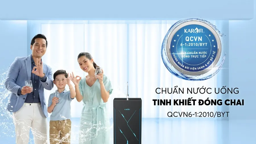 Chuẩn nước uống tinh khiết đóng chai, uống trực tiếp không cần đun sôi - Máy lọc nước Karofi ERO108