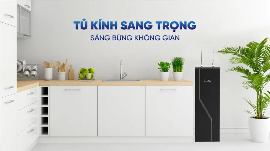 Tủ kính tràn viền sang trọng - sáng bừng không gian - Máy lọc nước Karofi KAB-L80