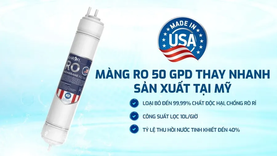 Màng RO 50 GPD sản xuất tại mỹ - Máy lọc nước nóng nguội Karofi KAH-H58