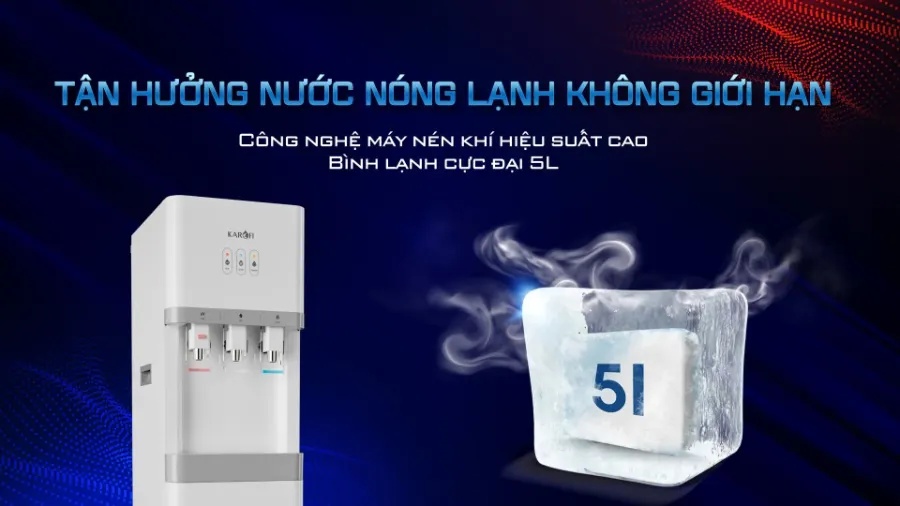 Máy nén khí hiệu suất cao - Lạnh sâu bền bỉ - Máy lọc nước nóng lạnh Karofi HCV208RO