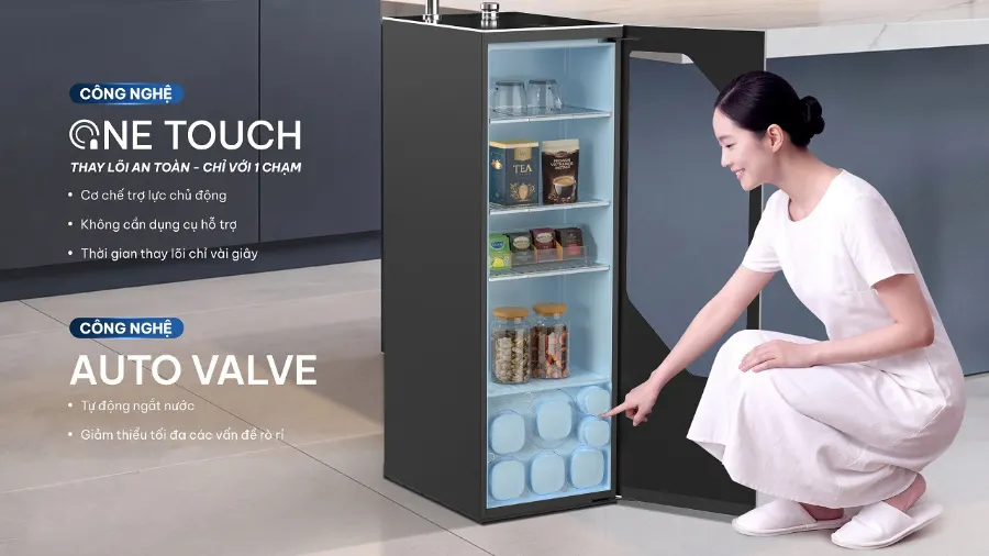 Thay lõi 1 chạm - nhanh gọn, tiện dụng, khác biệt – Máy lọc nước Karofi Platinum K20 - Máy lọc nước Karofi Platinum K20