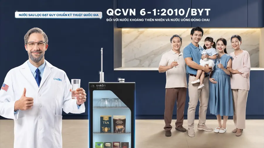 Nước sau lọc đạt chuẩn cho nước khoáng thiên nhiên và nước uống đóng chai qcvn 6-1:2010/BYT - Máy lọc nước Karofi Platinum K20