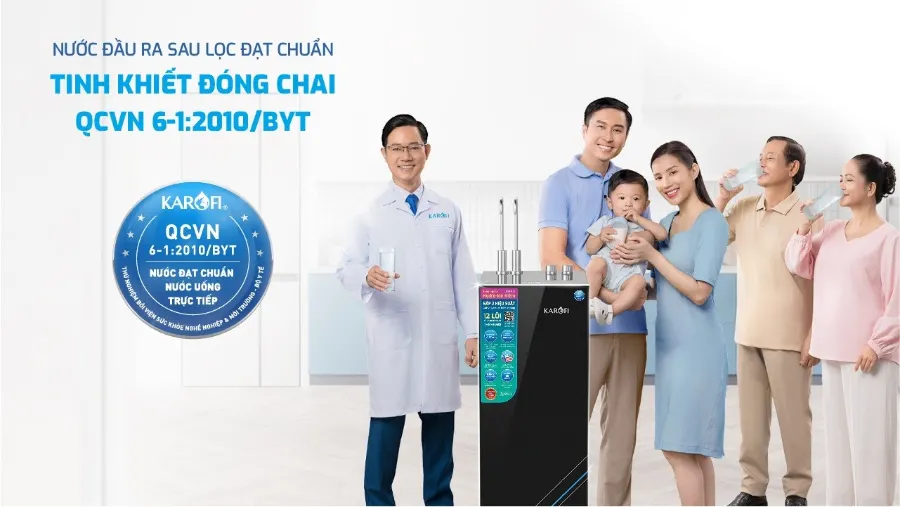 Nước sau lọc đạt chuẩn nước uống tinh khiết đóng chai qcvn 6-1:2010 byt – Máy lọc nước Karofi KAQ-HK38 - Máy lọc nước Karofi KAQ-HK38
