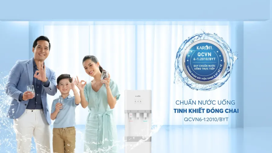 Nước sau lọc đạt chuẩn nước uống tinh khiết đóng chai QCVN 6-1:2010 BYT - Máy lọc nước nóng lạnh Karofi HCV208RO