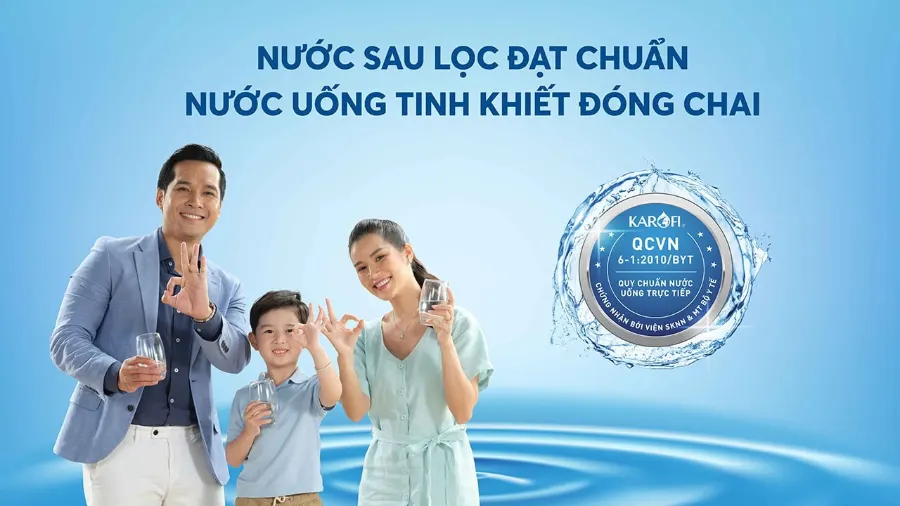 Nước sau lọc đạt chuẩn nước uống đóng chai QCVN 6-1:2010 BYT - Máy lọc nước nóng lạnh Karofi KAD-R35
