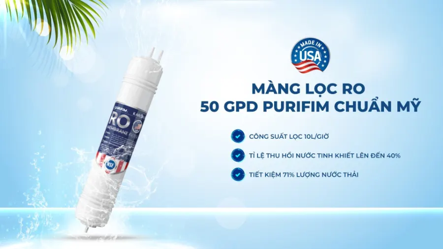 Màng lọc RO 50 GPD thay nhanh sản xuất tại Mỹ - Máy lọc nước nóng lạnh Karofi KAD-R38S