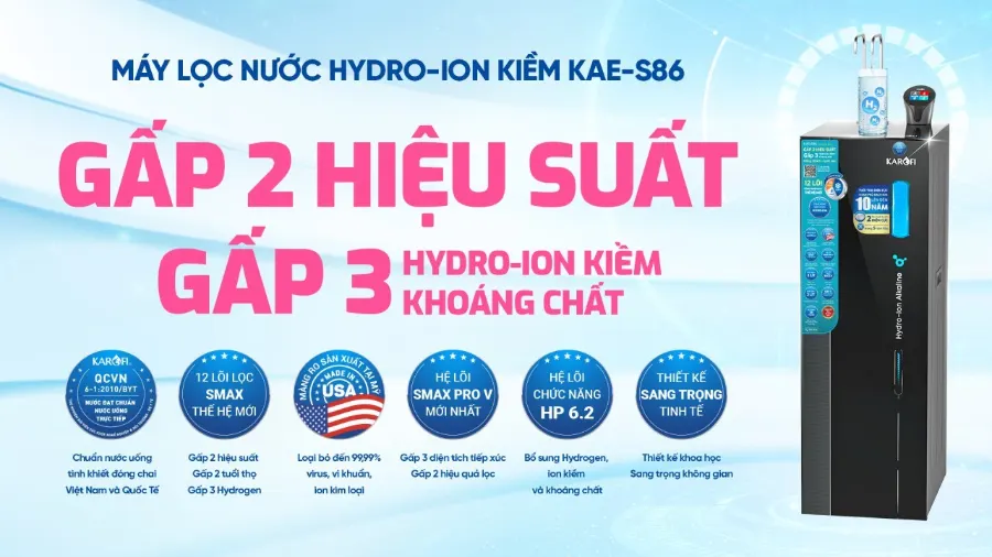 Máy lọc nước nóng lạnh Hydro-ion kiềm Karofi KAE-S86 - Máy lọc nước nóng lạnh Hydro-ion kiềm Karofi KAE-S86