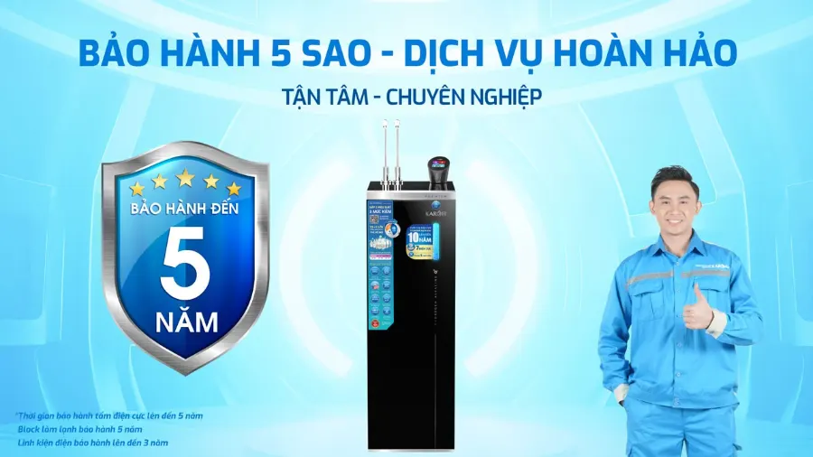 Bảo hành 5 sao - dịch vụ hoàn hảo – Máy lọc nước nóng lạnh Hydro-ion kiềm Karofi KAE-S88 PROMAX - Máy lọc nước nóng lạnh Hydro-ion kiềm Karofi KAE-S88 PROMAX