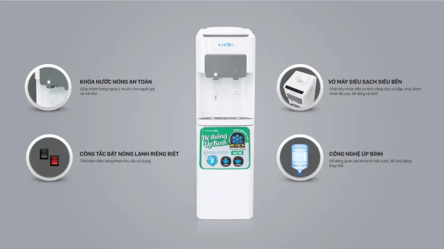 Cây nước nóng lạnh Karofi úp bình HC16 - hình ảnh thực tế 3