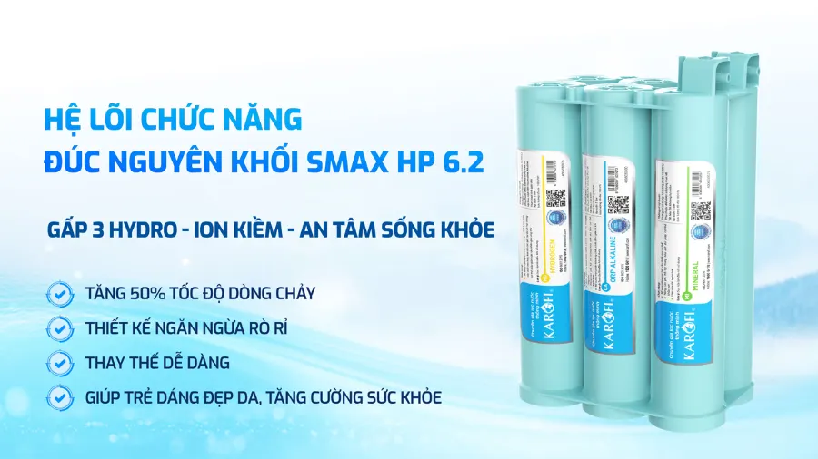 Gấp 3 hydro - ion kiềm - an tâm sống khỏe – Máy lọc nước nóng lạnh Karofi KAD-D66S PRO - Máy lọc nước nóng lạnh Karofi KAD-D66S PRO