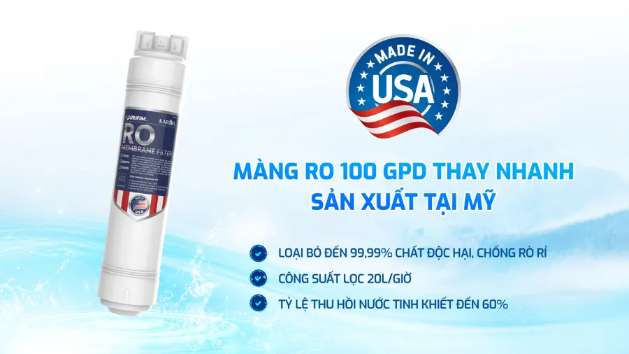 Màng RO sản xuất tại mỹ – Máy lọc nước nóng lạnh Karofi KAD-D66S PRO - Máy lọc nước nóng lạnh Karofi KAD-D66S PRO