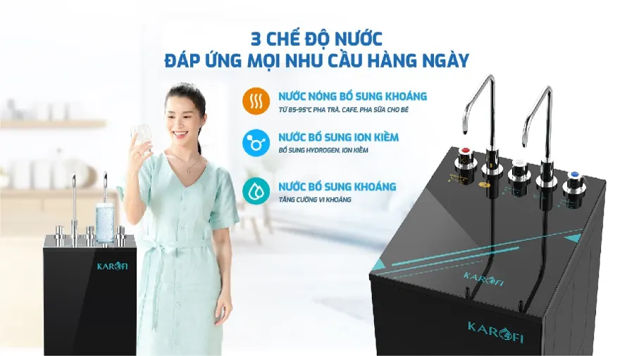 3 chế độ nước đa dạng – Máy lọc nước nóng nguội Karofi KAH-H58A - Máy lọc nước nóng nguội Karofi KAH-H58A