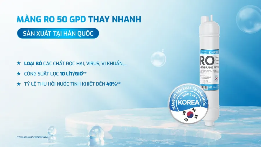 Màng RO 50 GPD thay nhanh sản xuất tại hàn quốc - Máy lọc nước nóng nguội Karofi KAH-GA59
