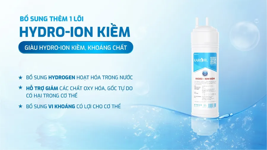 Bổ sung hydro ion kiềm và khoáng chất - an tâm sống khỏe - Máy lọc nước nóng nguội Karofi KAH-GA59