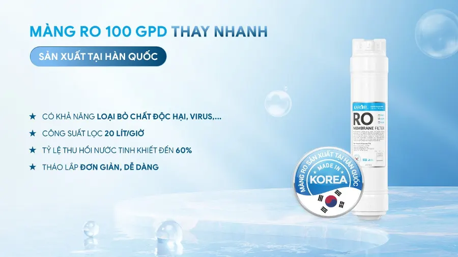 Màng RO 100 GPD thay nhanh sản xuất tại hàn quốc – Máy lọc nước nóng lạnh Karofi KAD-GB65 - Máy lọc nước nóng lạnh Karofi KAD-GB65
