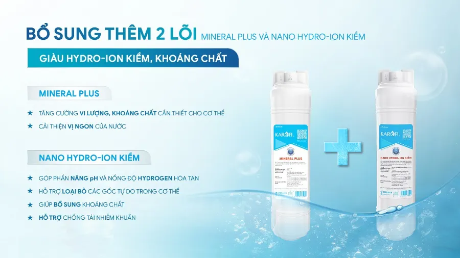 Bổ sung Hydro-ion kiềm và khoáng chất - an tâm sống khỏe – Máy lọc nước nóng lạnh Karofi KAD-GZ68 - Máy lọc nước nóng lạnh Karofi KAD-GZ68