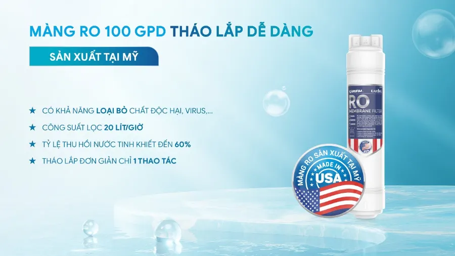 Màng RO 100 GPD thay nhanh sản xuất tại mỹ – Máy lọc nước nóng lạnh Karofi KAD-GZ68 - Máy lọc nước nóng lạnh Karofi KAD-GZ68