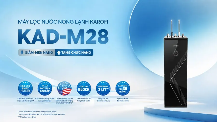 Máy lọc nước nóng lạnh Karofi KAD-M28 tăng chức năng - giảm điện năng - Máy lọc nước nóng lạnh Karofi KAD-M28