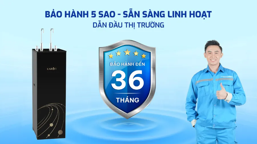 Thời gian bảo hành đến 3 năm - Máy lọc nước nóng nguội Karofi KAH-D15