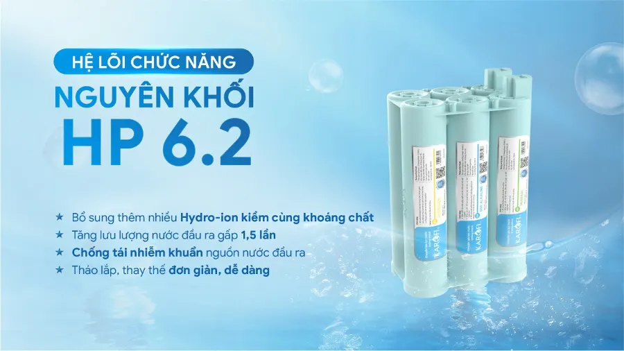 Hệ lõi chức năng hiệu suất cao SMAX HP 6.2 – Máy lọc nước nóng nguội Karofi KAH-GB35 - Máy lọc nước nóng nguội Karofi KAH-GB35