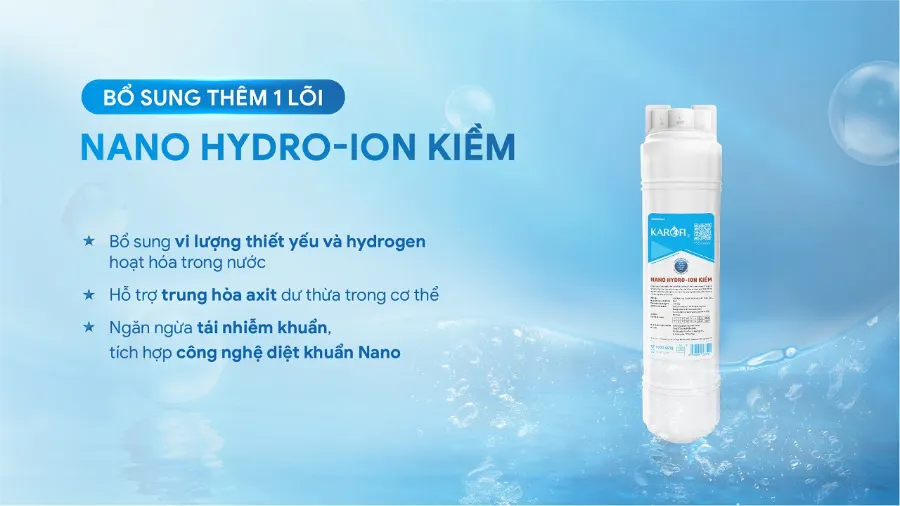 Bổ sung hydro ion kiềm và khoáng chất - an tâm sống khỏe – Máy lọc nước nóng nguội Karofi KAH-GB35 - Máy lọc nước nóng nguội Karofi KAH-GB35