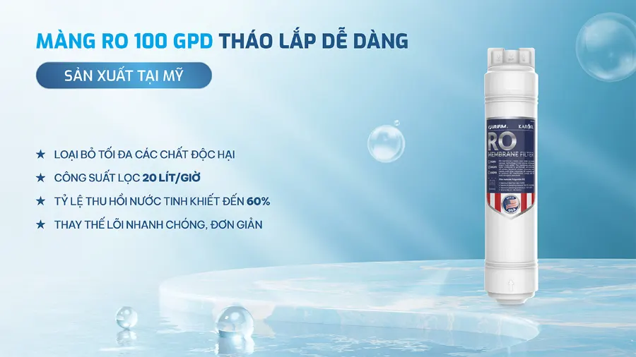 Màng RO 100 GPD thay nhanh sản xuất tại mỹ – Máy lọc nước Karofi KAQ-GZ26 - Máy lọc nước Karofi KAQ-GZ26