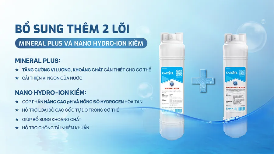 Bổ sung khoáng chất, hydro ion kiềm - an tâm sống khỏe – Máy lọc nước Karofi KAQ-GZ26 - Máy lọc nước Karofi KAQ-GZ26